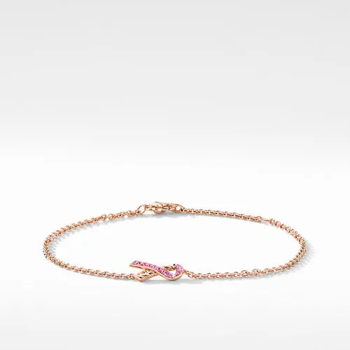 DY x BCRF Cable Collectibles® Ribbon Bracelet in 18K Rose Gold with Pavé Pink Sapphires
