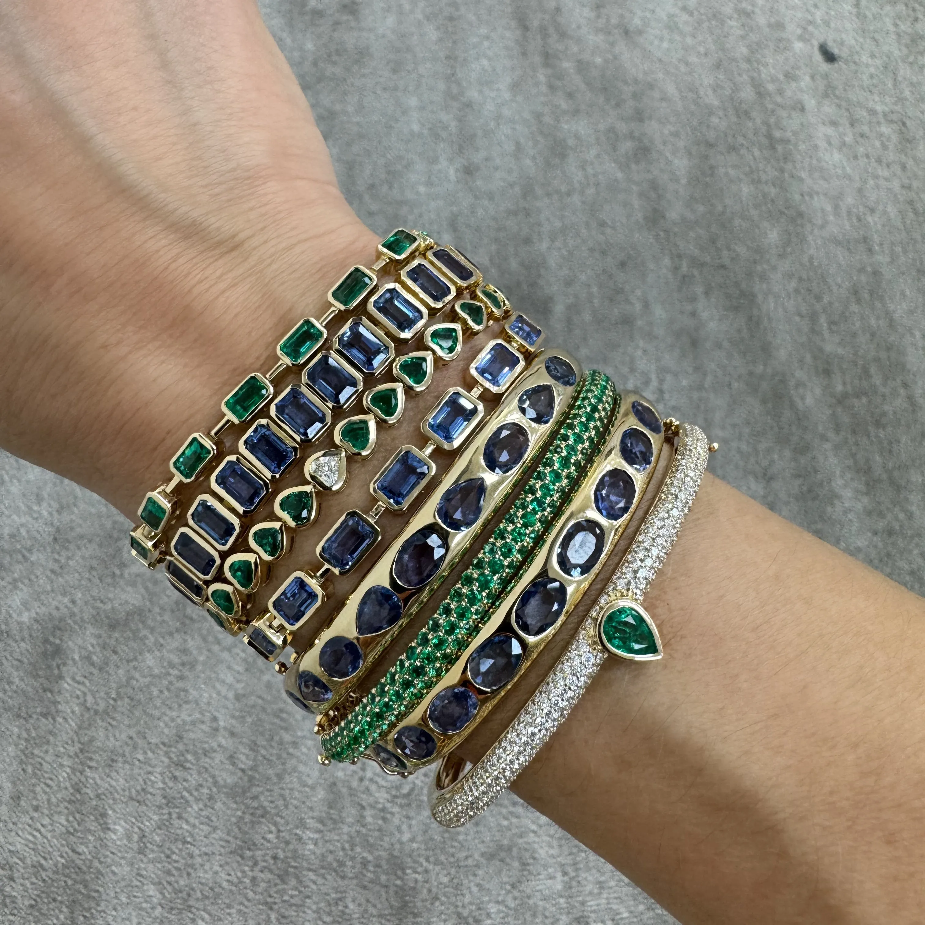 East West Emerald Bezel Eternity Bracelet