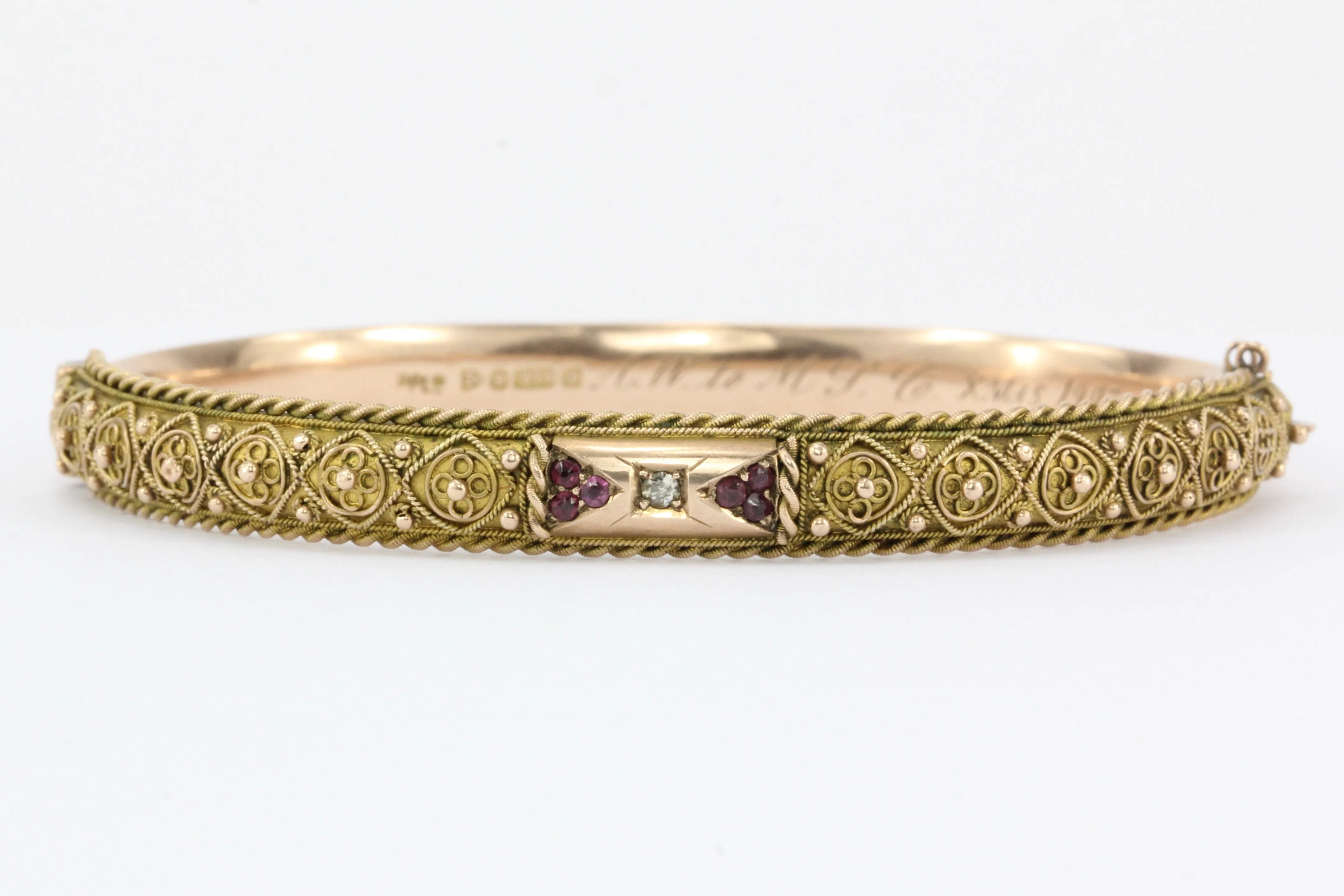 Edwardian Payton, Pepper & Sons 9 CT Ruby and Diamond Bangle Bracelet c.1902