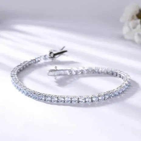 Elegant Azure Round Cut Bracelet In Sterling Silver