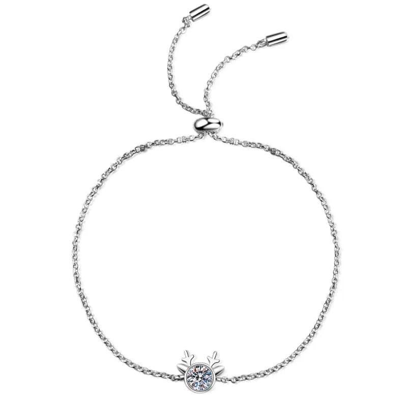 Elk Antler Round Cut Moissanite Diamond Bracelet