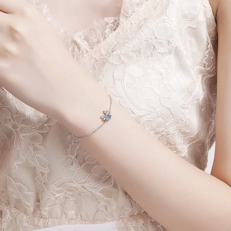 Elk Antler Round Cut Moissanite Diamond Bracelet