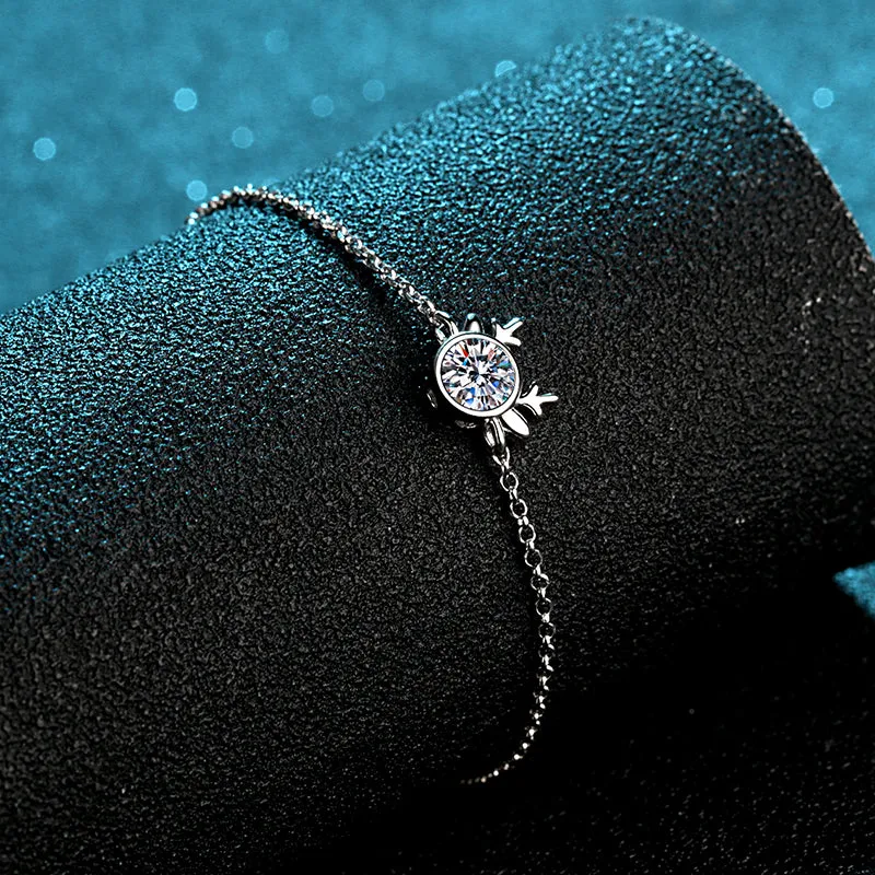 Elk Antler Round Cut Moissanite Diamond Bracelet