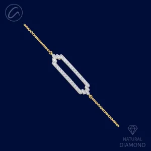 Embellished Rectangular Diamond   18k Gold Bracelet