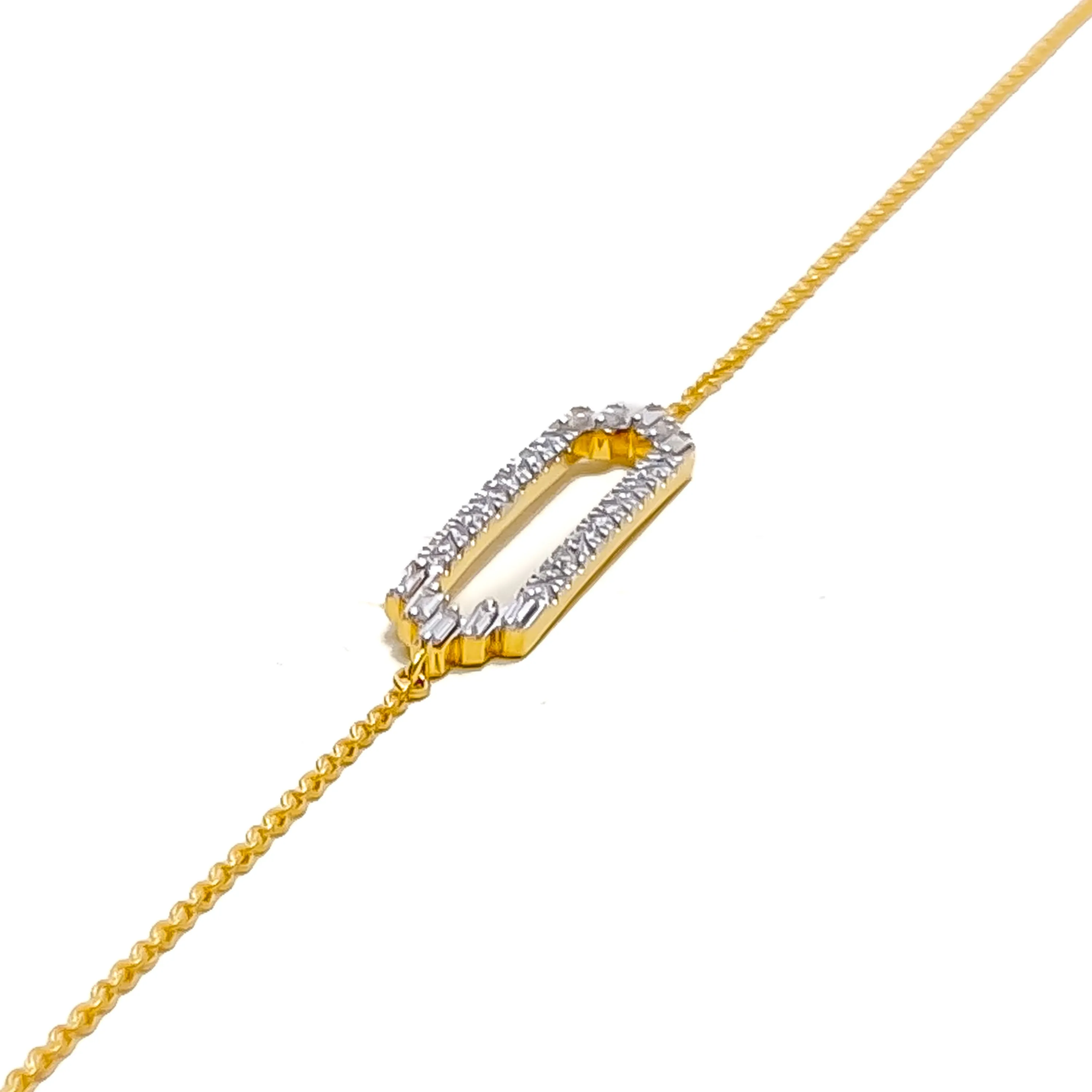 Embellished Rectangular Diamond   18k Gold Bracelet