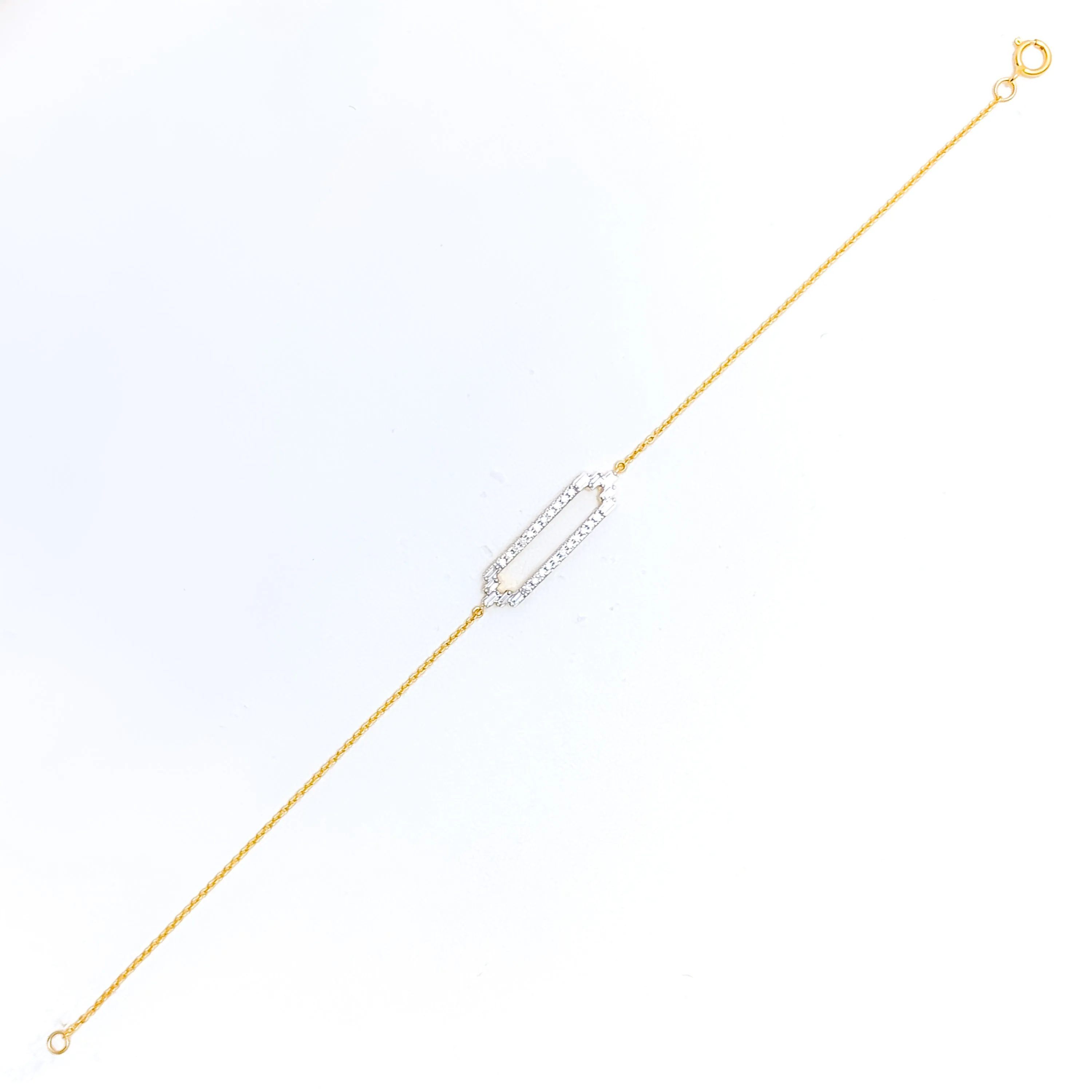 Embellished Rectangular Diamond   18k Gold Bracelet