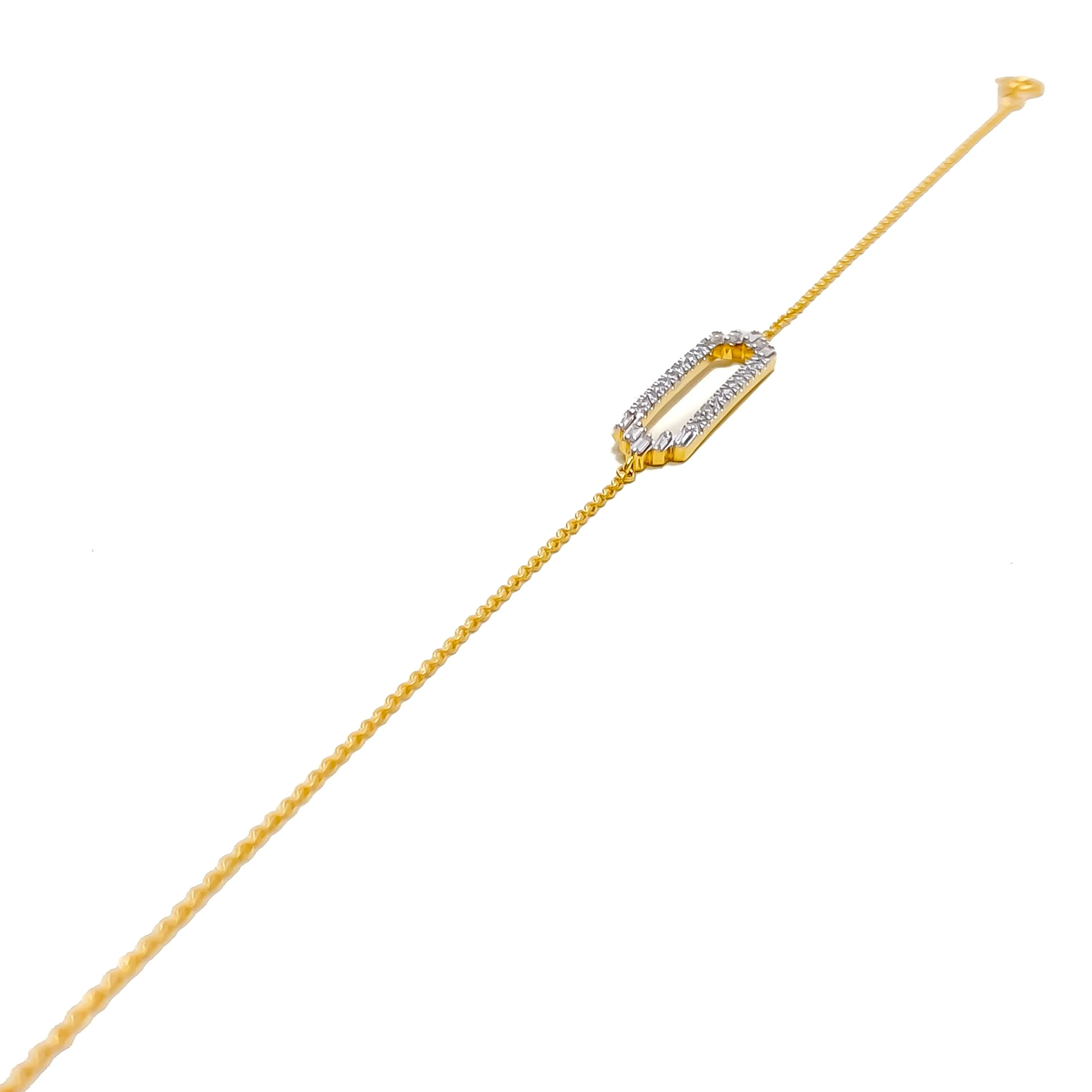 Embellished Rectangular Diamond   18k Gold Bracelet