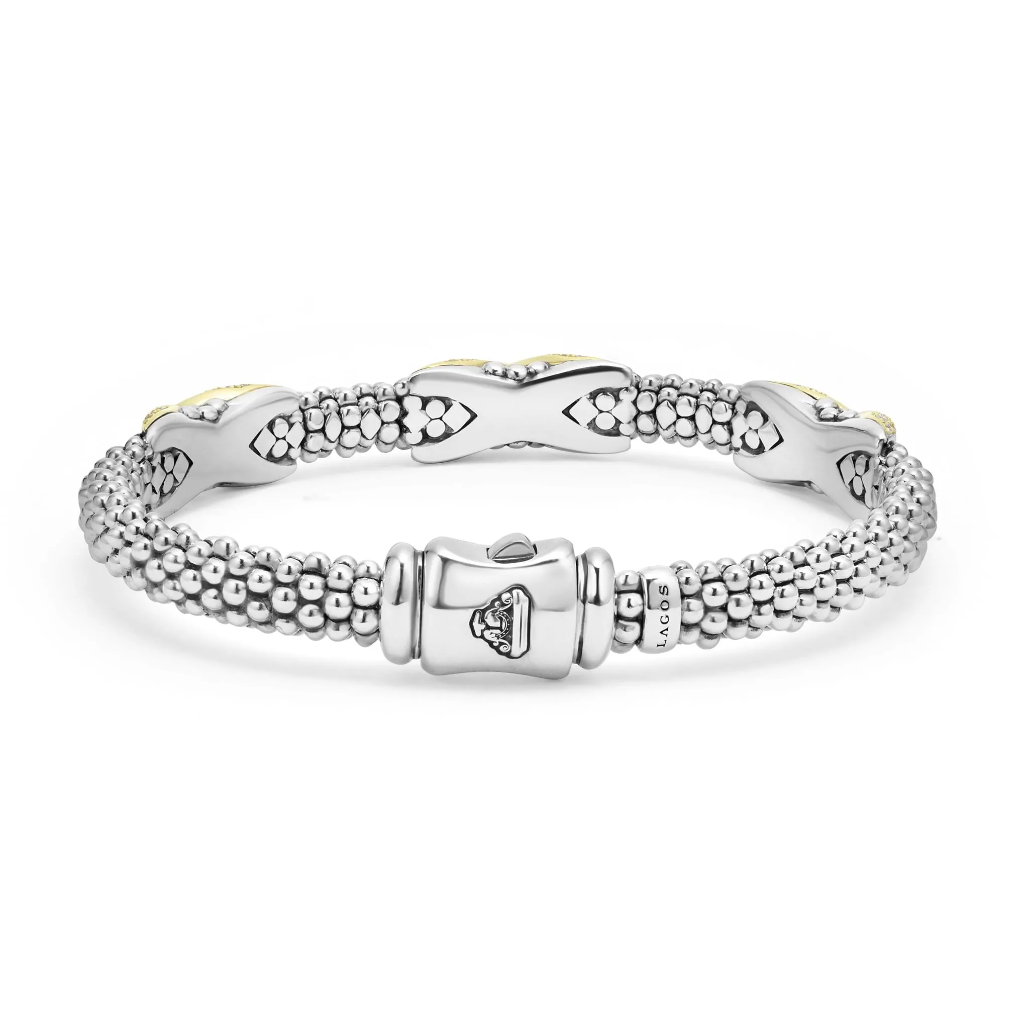 Embrace Three Station Diamond X Caviar Bracelet | 6mm