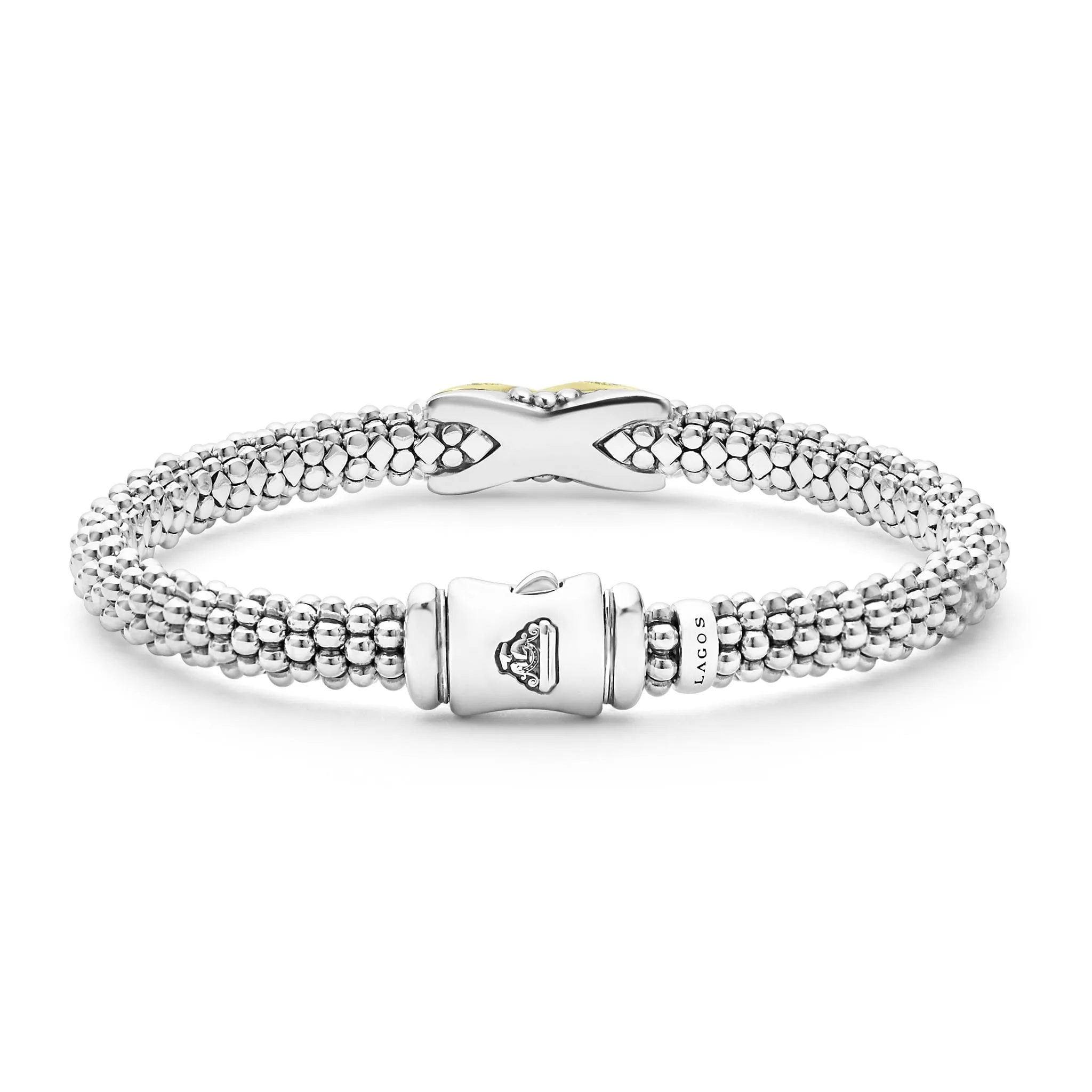 Embrace Two-Tone Diamond X Caviar Bracelet | 6mm