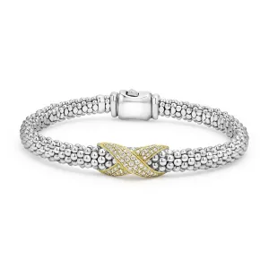 Embrace Two-Tone Diamond X Caviar Bracelet | 6mm