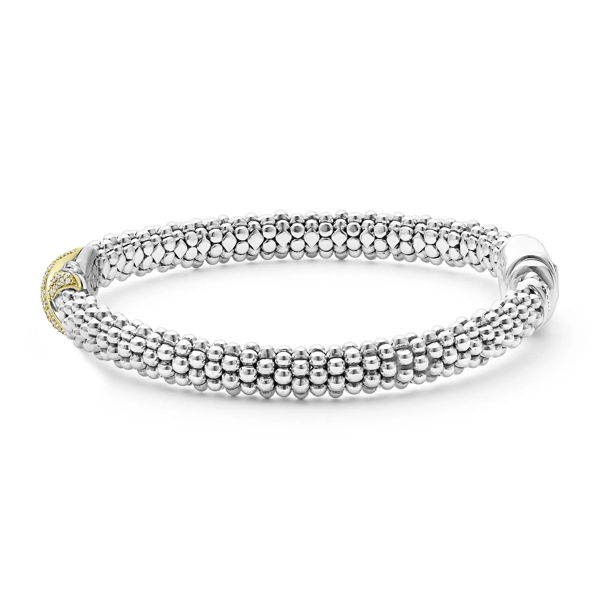 Embrace Two-Tone Diamond X Caviar Bracelet | 6mm