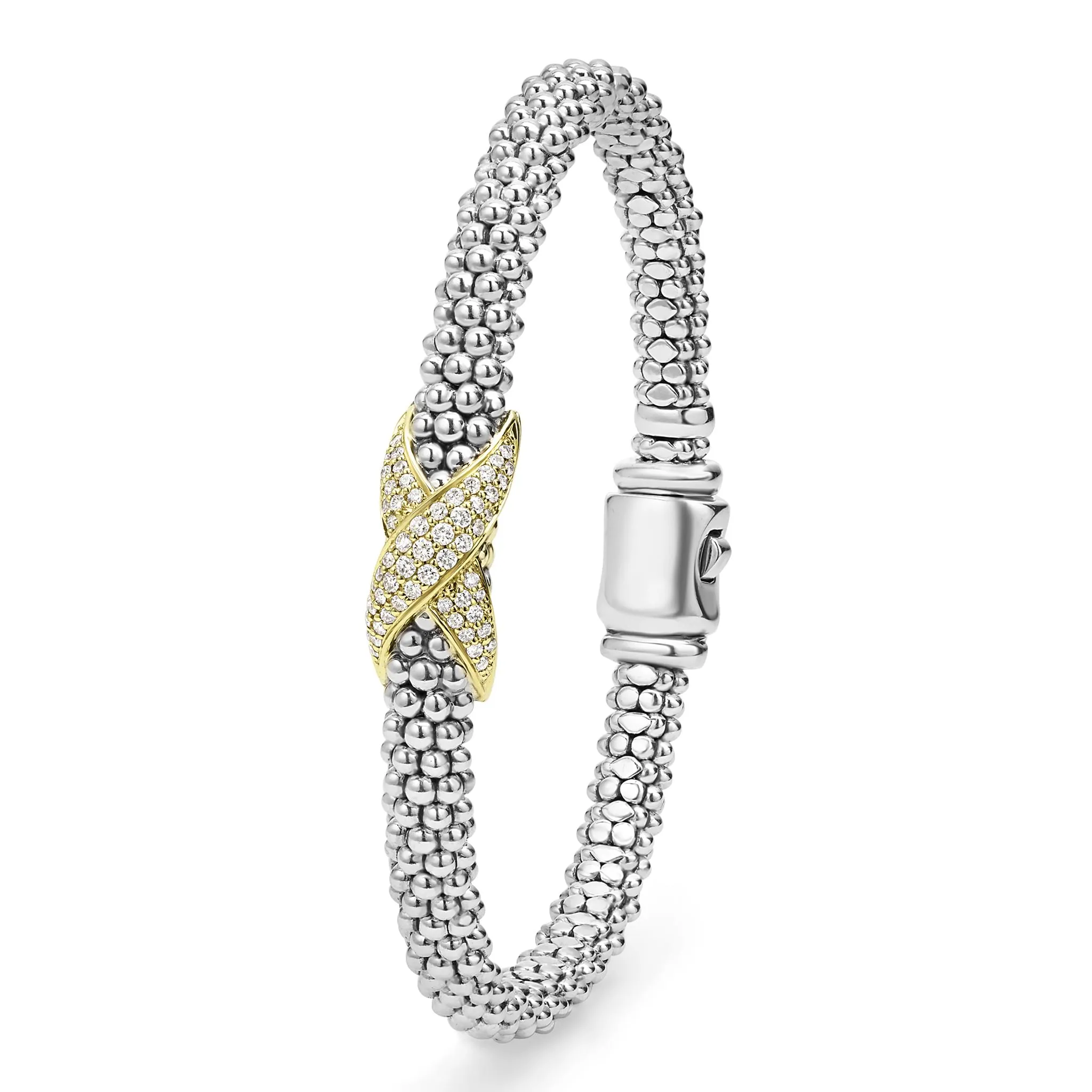 Embrace Two-Tone Diamond X Caviar Bracelet | 6mm