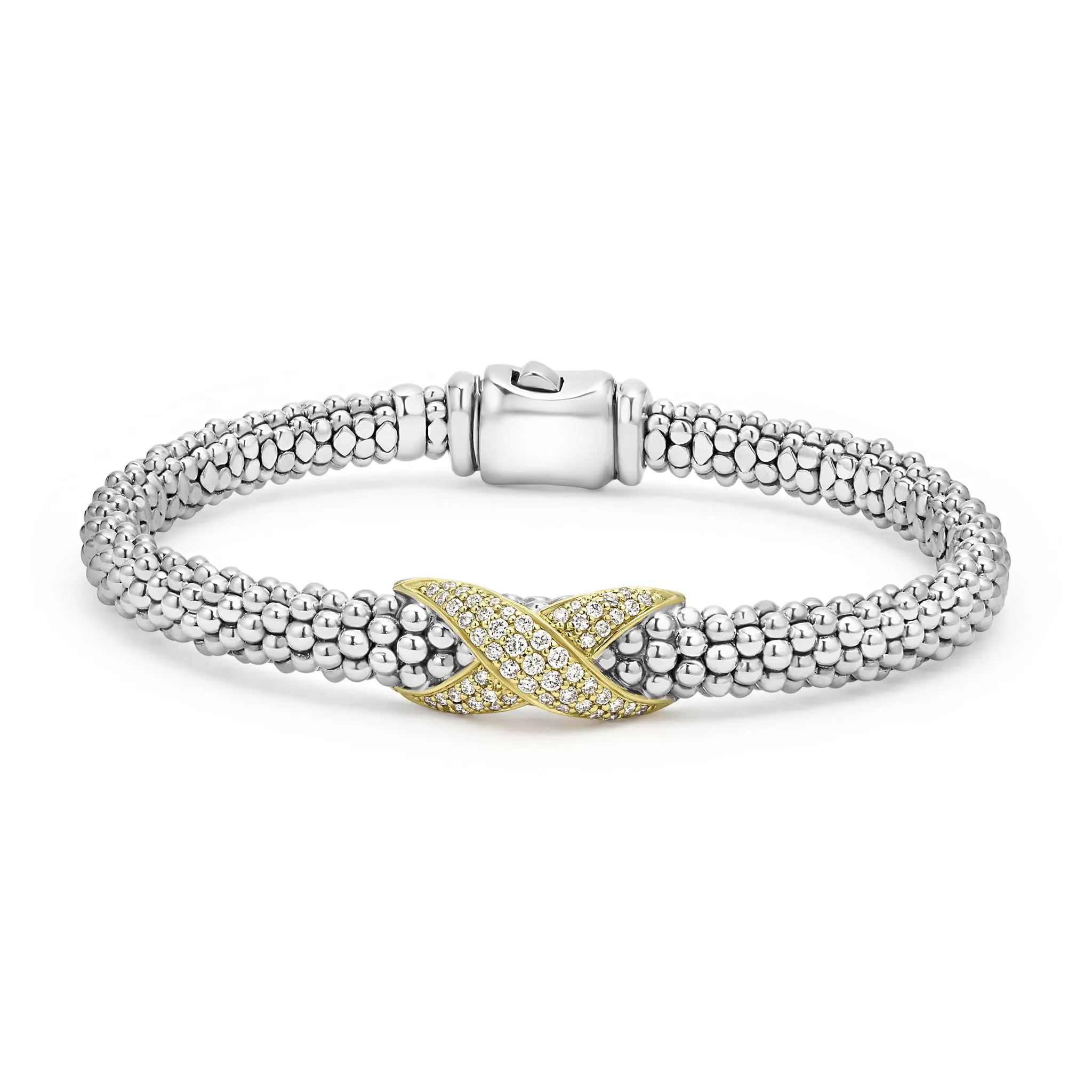 Embrace Two-Tone Diamond X Caviar Bracelet | 6mm