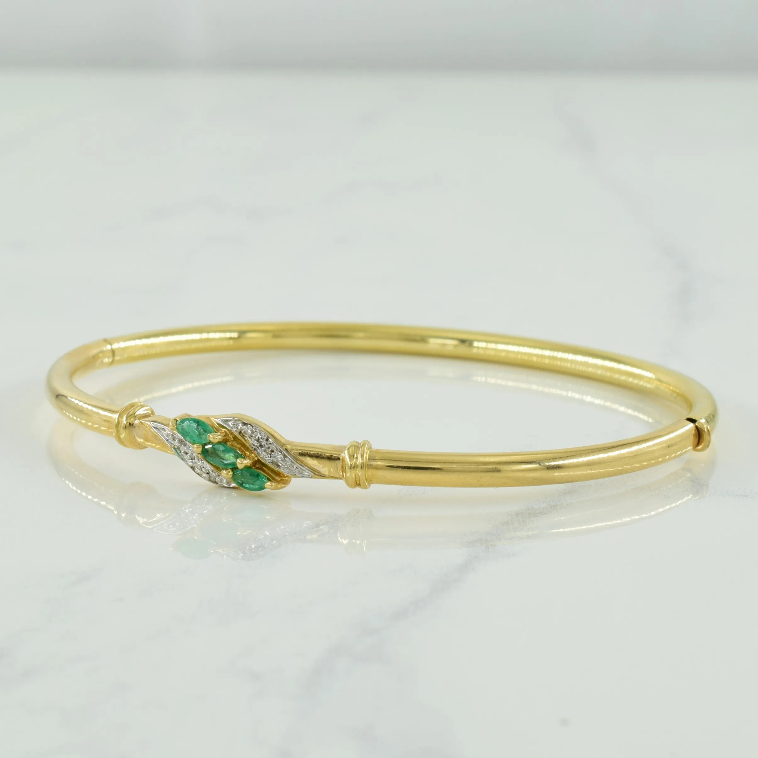 Emerald & Diamond Bangle | 0.21ctw, 0.03ctw | 7.5" |