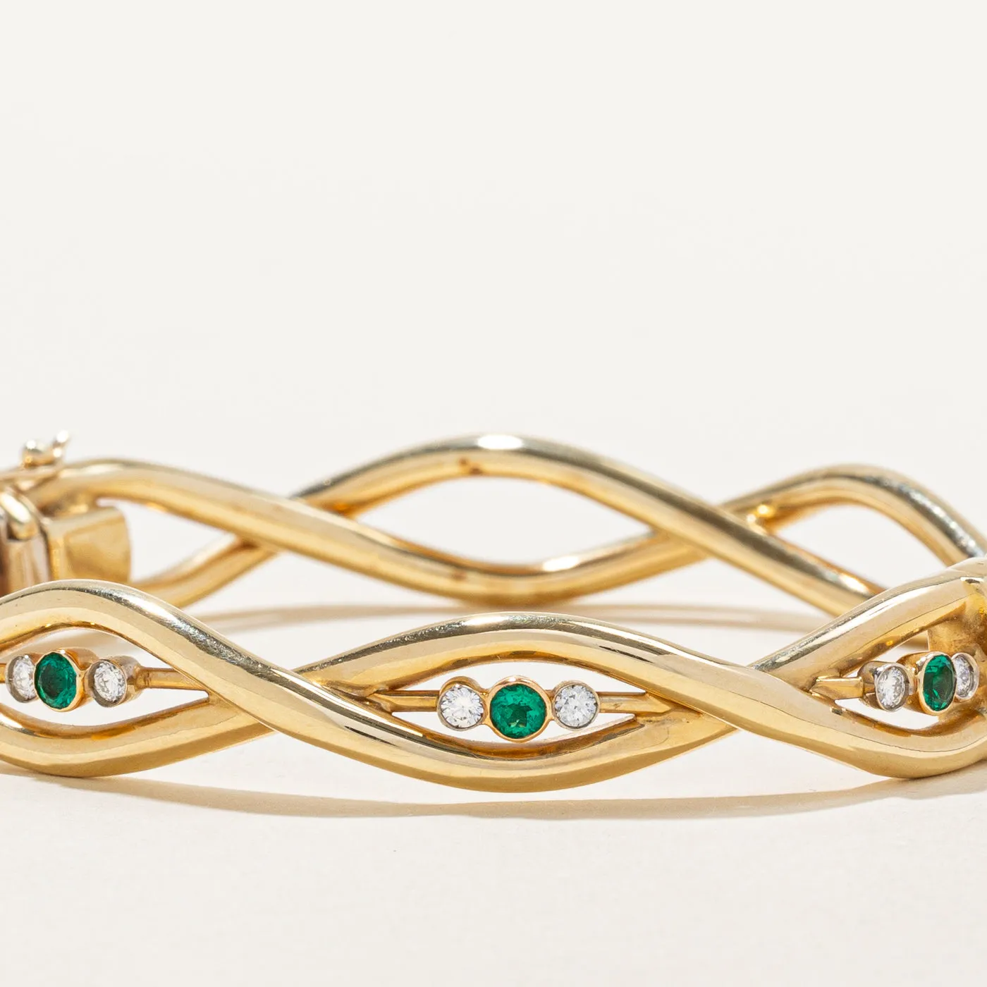 Emerald & Diamond Bangle | 0.33ctw, 0.33ctw | 8" |