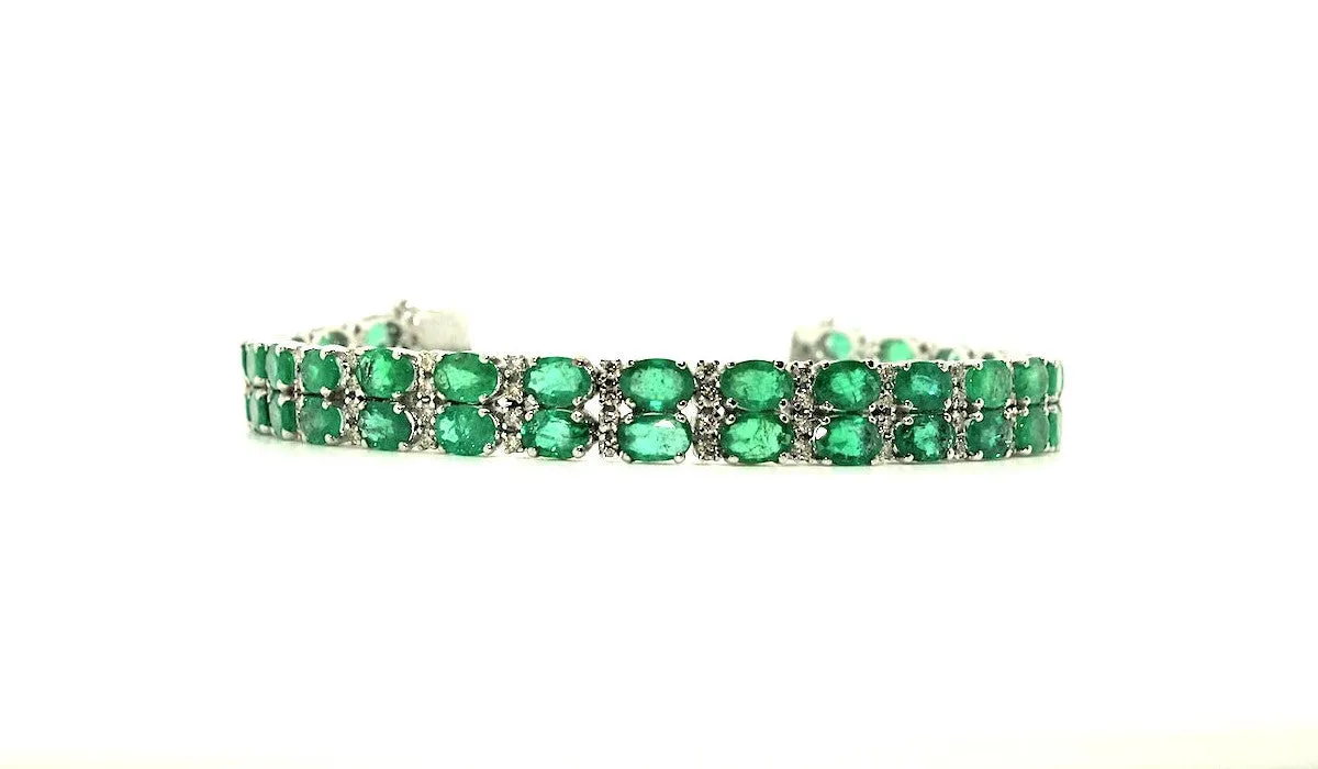 Emerald & Diamond Double Row Bracelet/ Item Code: BR 7