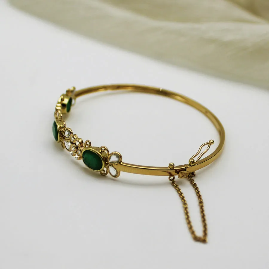 Emerald and Diamond Dainty Bracelet in 14KT Yellow Gold