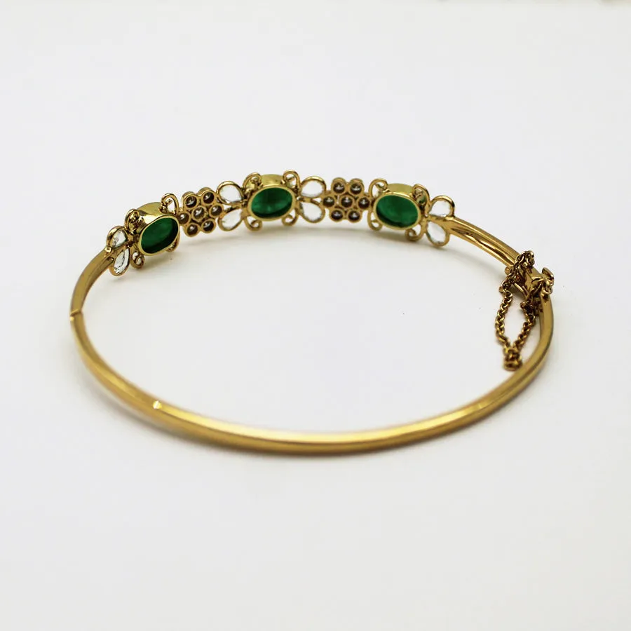 Emerald and Diamond Dainty Bracelet in 14KT Yellow Gold