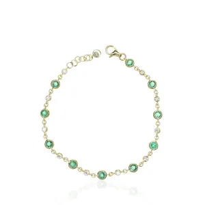 Emerald  and Diamond Link Bracelet