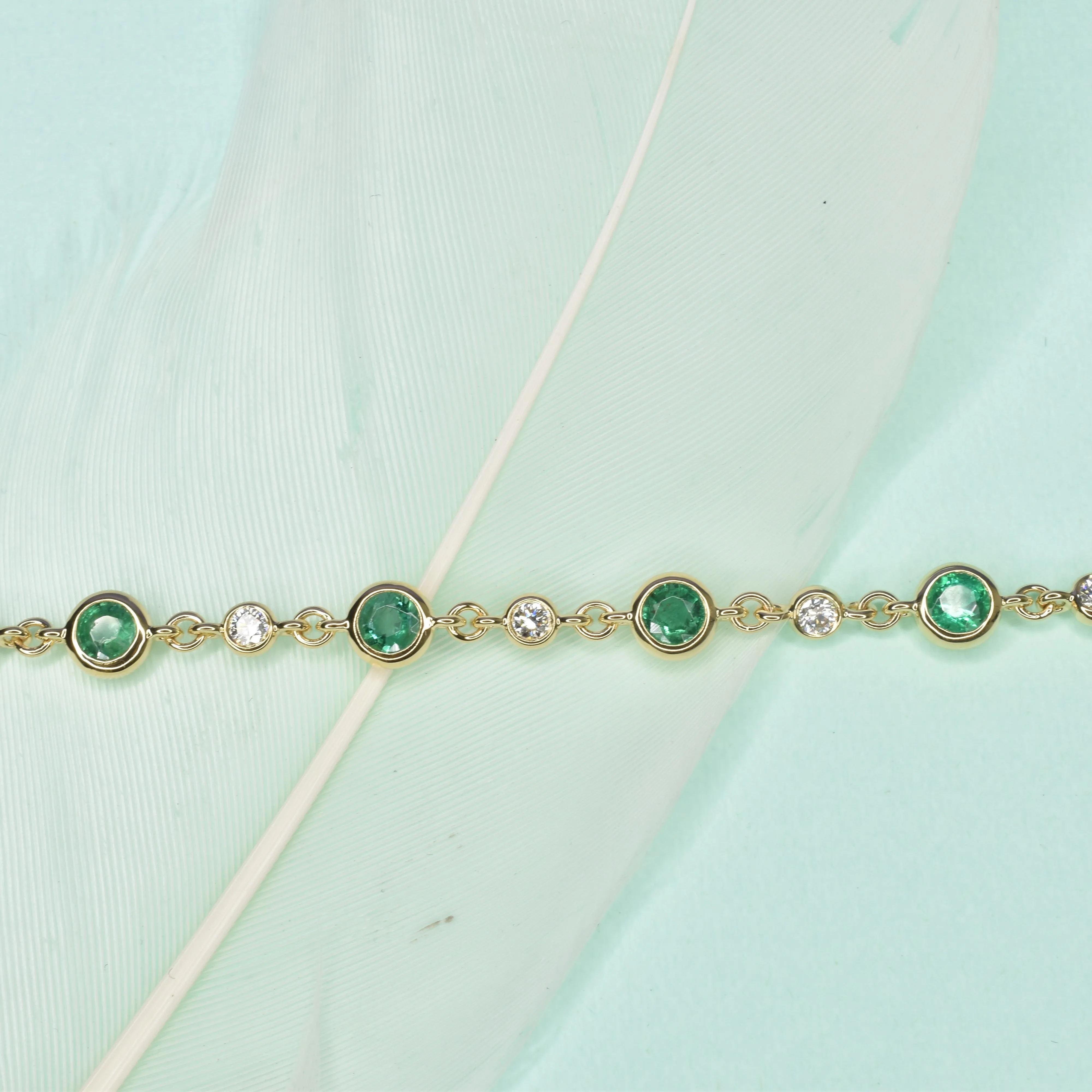 Emerald  and Diamond Link Bracelet