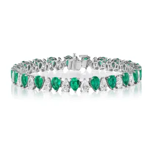 Emerald and Pear Diamond Shape Bracelet