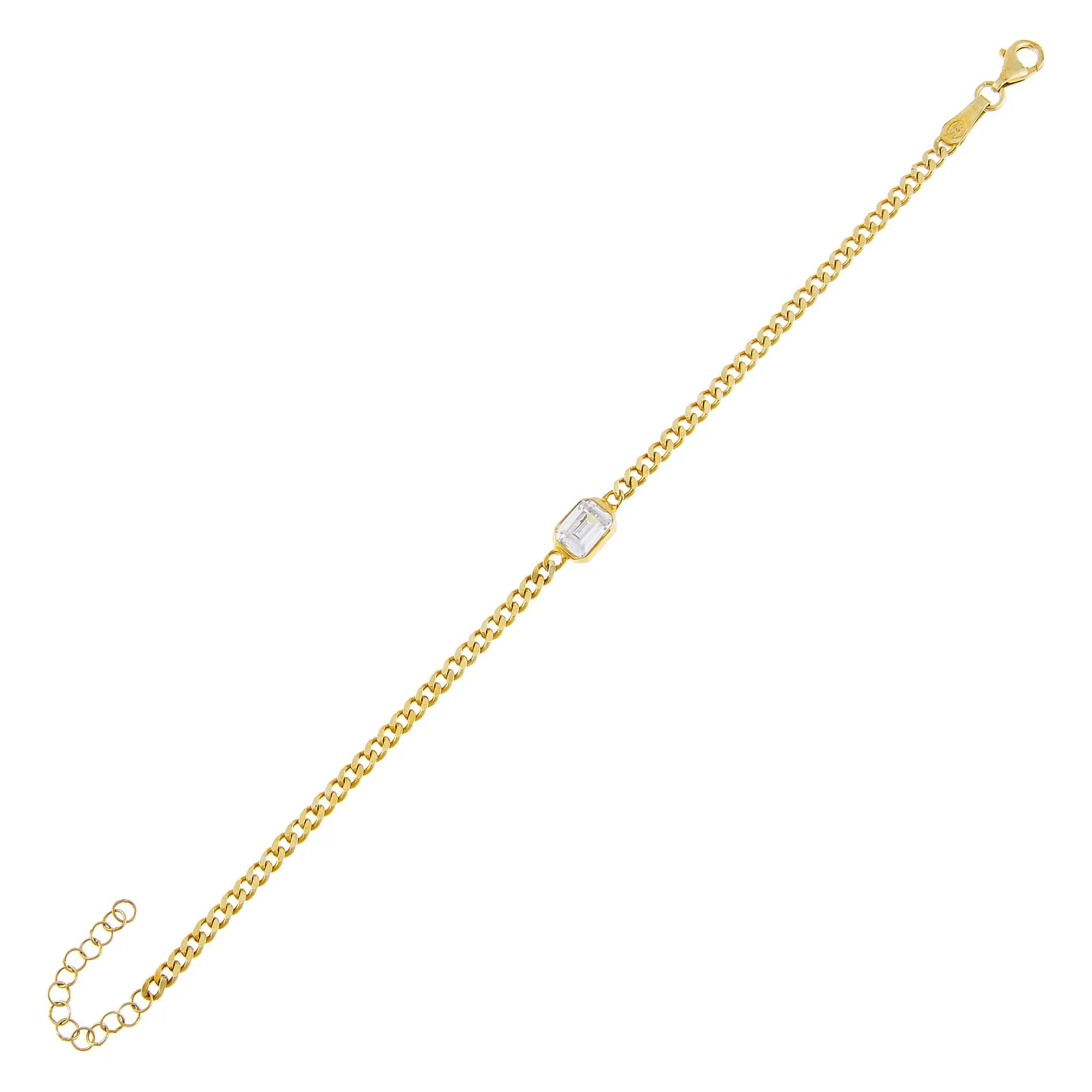 Emerald Bezel Cuban Bracelet