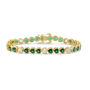 Emerald Bezel Heart Tennis Bracelet