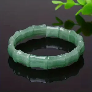 Emerald Green Bamboo Jade Bracelet Men Women