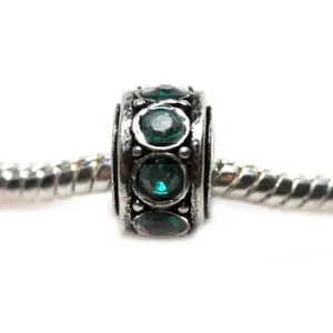 Emerald Green  Rhinestone Spacer European European Bead Compatible for Most European Snake Chain Bracelet