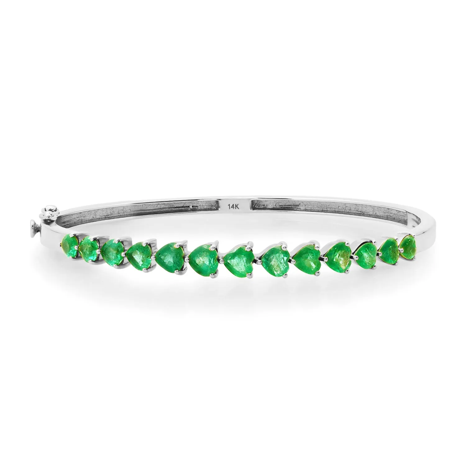 Emerald Hearts Half Eternity Bangle Bracelet