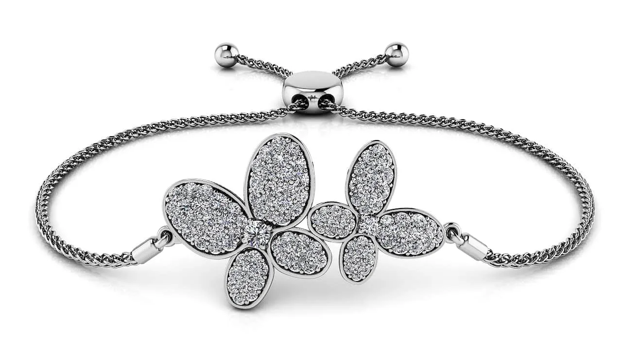 Enchanting Diamond Butterfly Adjustable Lab-Grown Diamond Bracelet with 0.99 ct.(finished)