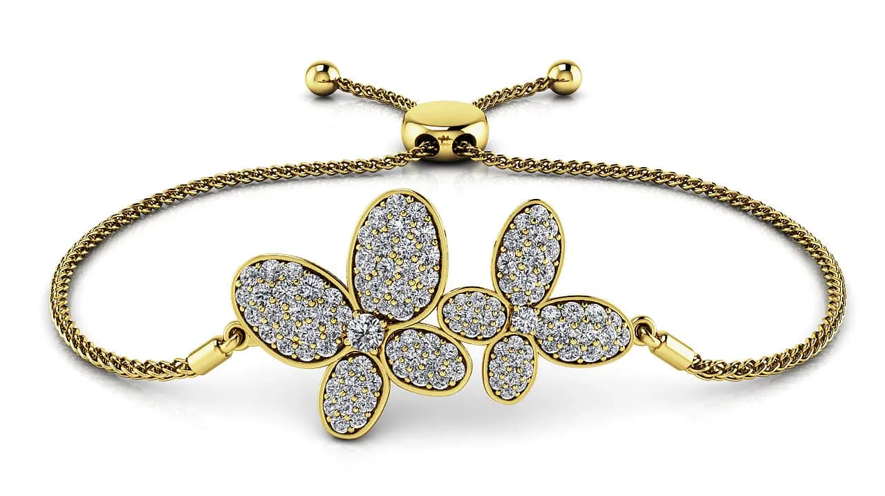 Enchanting Diamond Butterfly Adjustable Lab-Grown Diamond Bracelet with 0.99 ct.(finished)