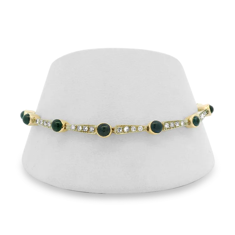 Estate 14k Yellow Gold Diamond and Sapphire Link Bracelet