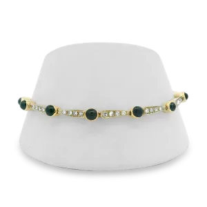 Estate 14k Yellow Gold Diamond and Sapphire Link Bracelet