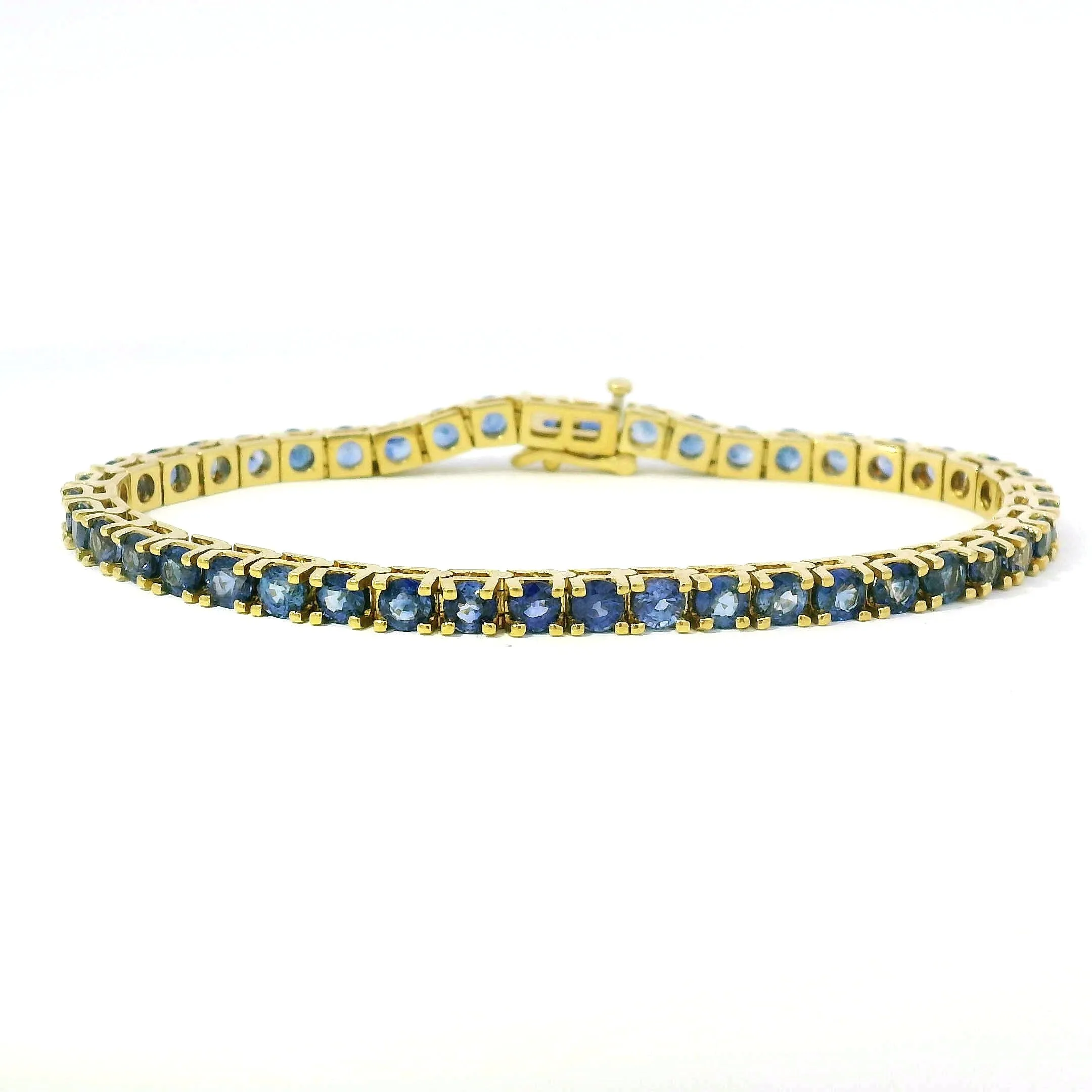 Estate 18k Yellow Gold Sapphire Line Bracelet