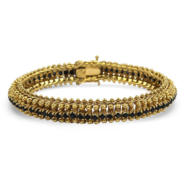 Estate 18k Yellow Gold Vintage Sapphire Flex Bracelet
