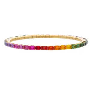 Extensible 18KY 9.91ctw Multi-Colored Sapphire Stretch Bracelet - BTE20RBW