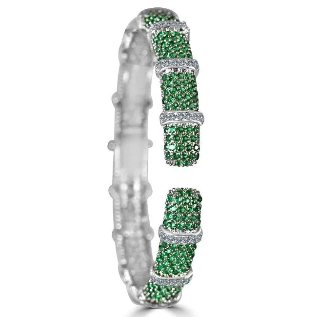 Face-off Zirconite Cubic Zirconia Hinged Bangle Bracelet. 698B10CZ