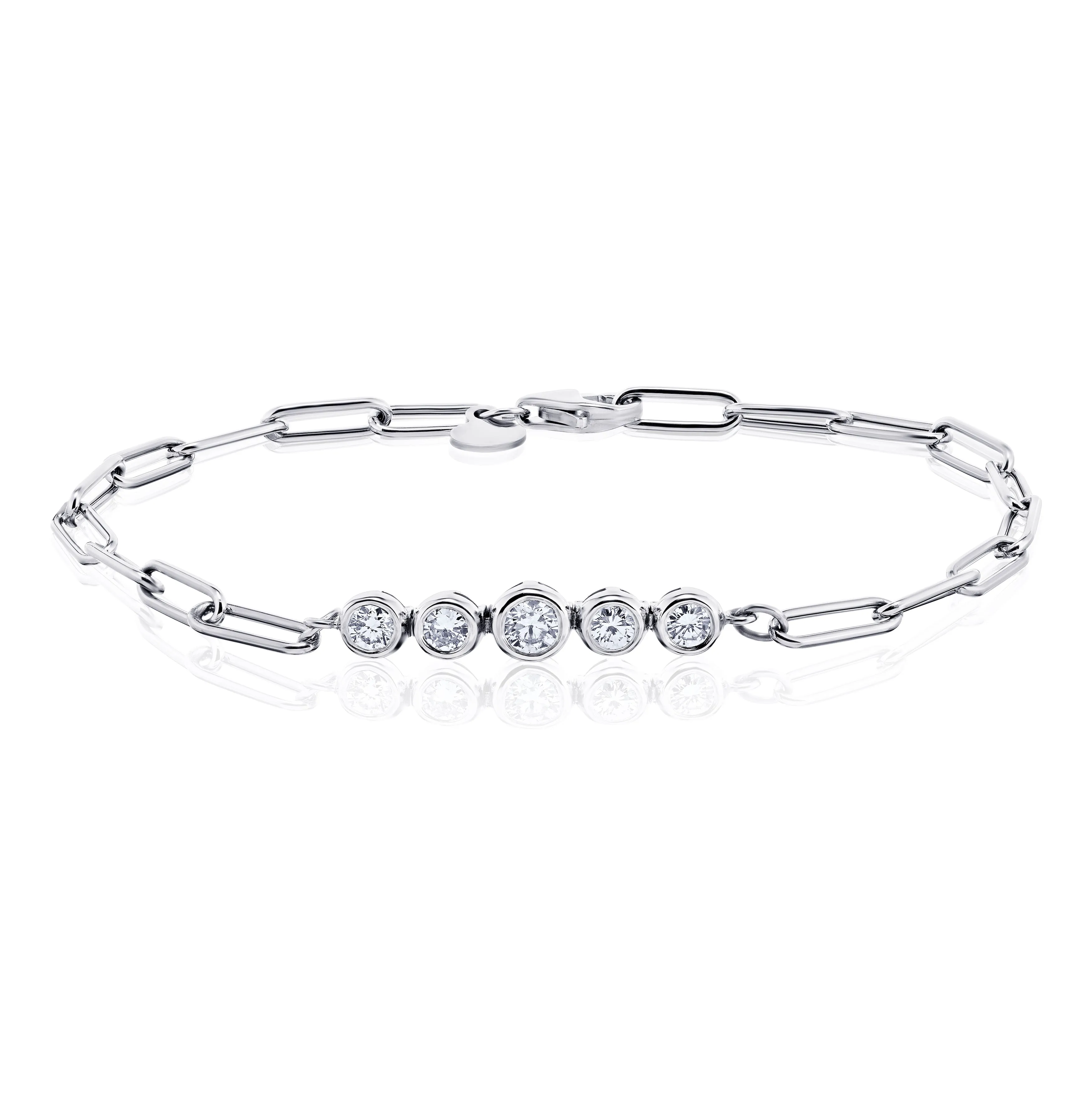 Five-Stone Graduated Bezel PaperClip Bracelet