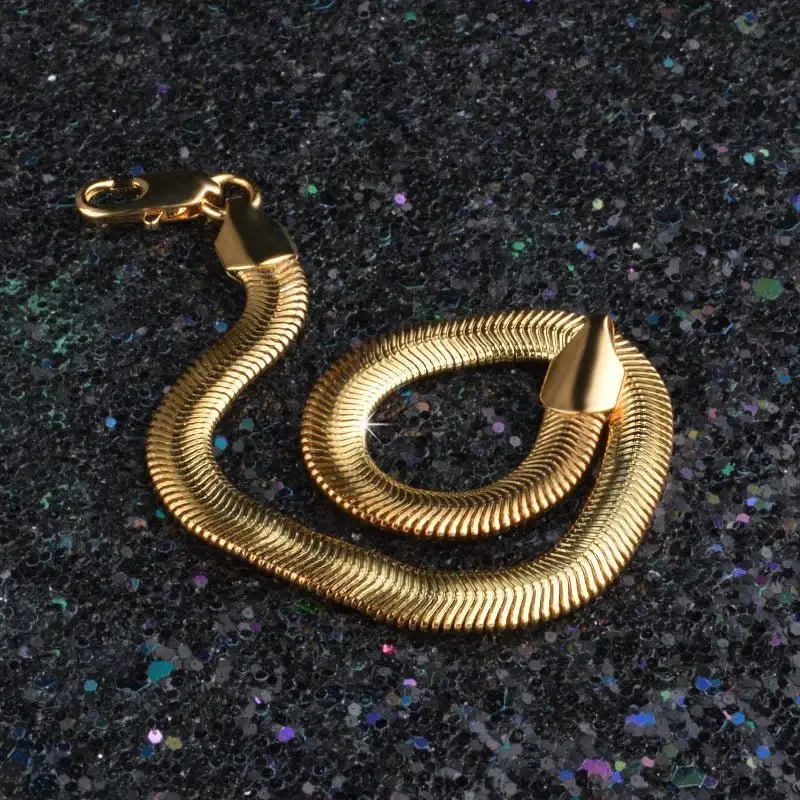 Flat Snake Bracelet with Diamond-Shaped Design & Copper Finish