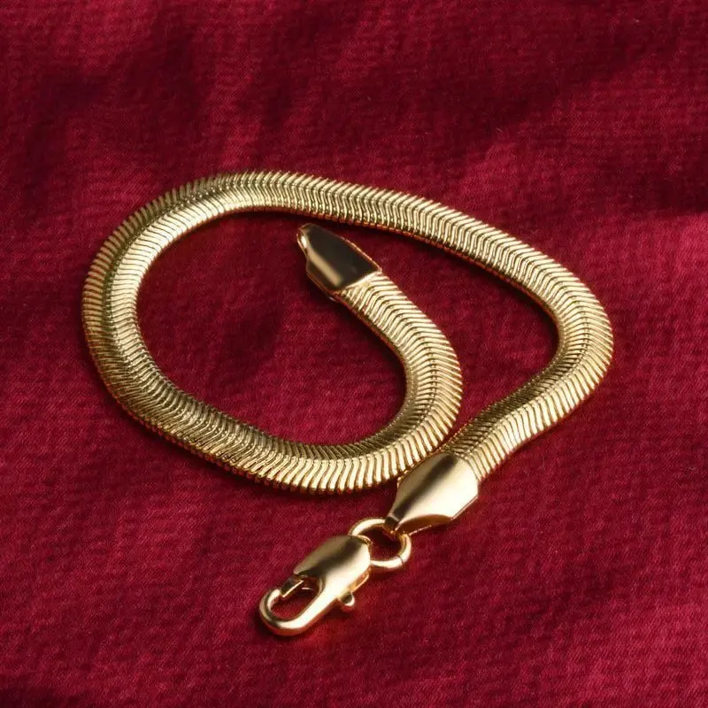 Flat Snake Bracelet with Diamond-Shaped Design & Copper Finish