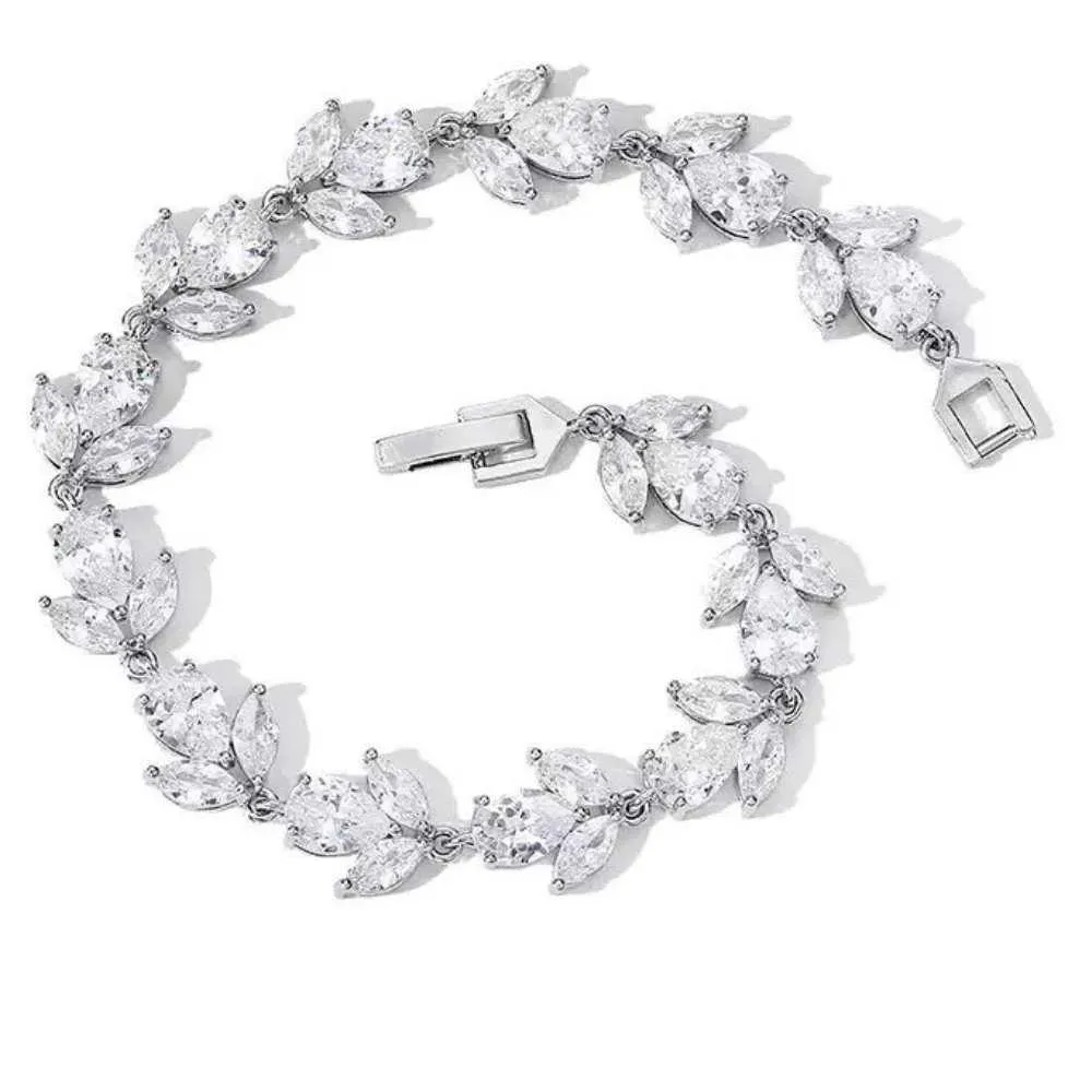 Flower Blossom Cubic Zirconia Tennis Bracelets with Marquise and Oval Cut AAA  Cubic Zirconia