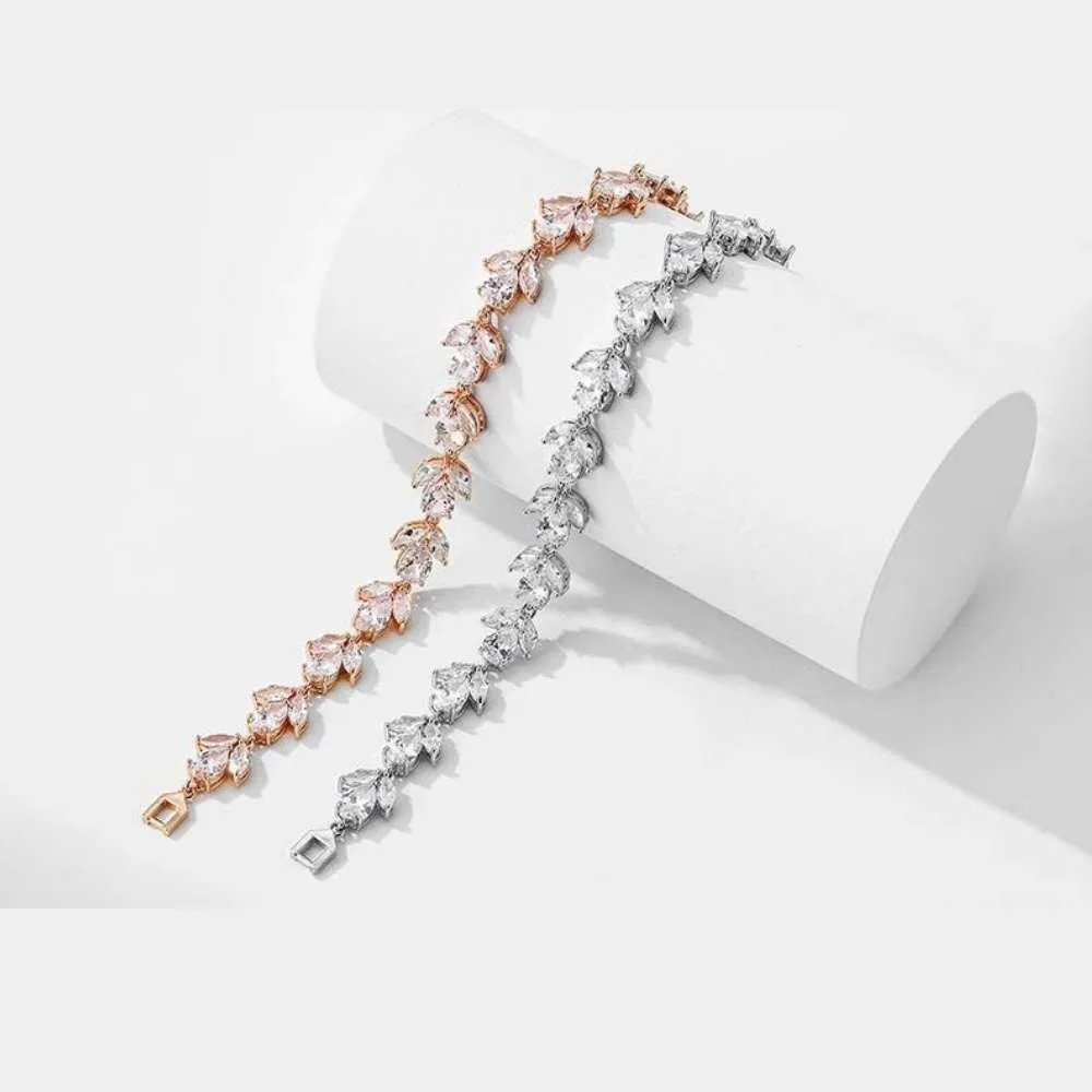 Flower Blossom Cubic Zirconia Tennis Bracelets with Marquise and Oval Cut AAA  Cubic Zirconia