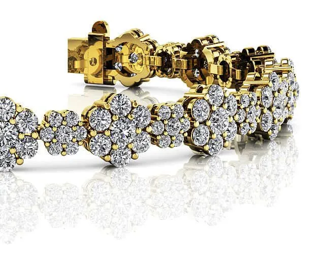 Flower Cluster Diamond Bracelet with 8.46 ct.(finished)
