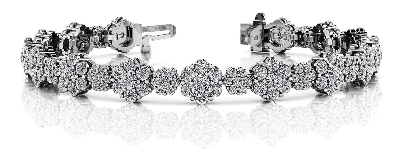 Flower Cluster Diamond Bracelet with 8.46 ct.(finished)