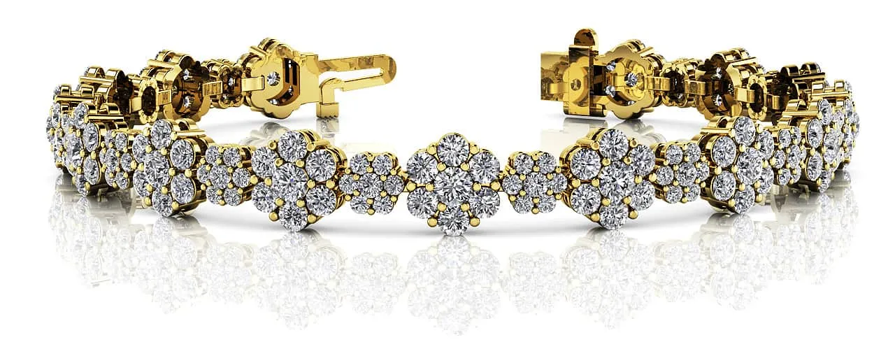 Flower Cluster Diamond Bracelet with 8.46 ct.(finished)