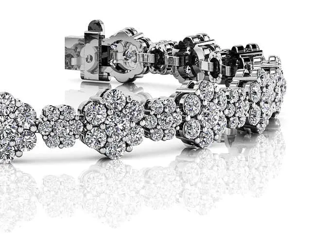 Flower Cluster Diamond Bracelet with 8.46 ct.(finished)