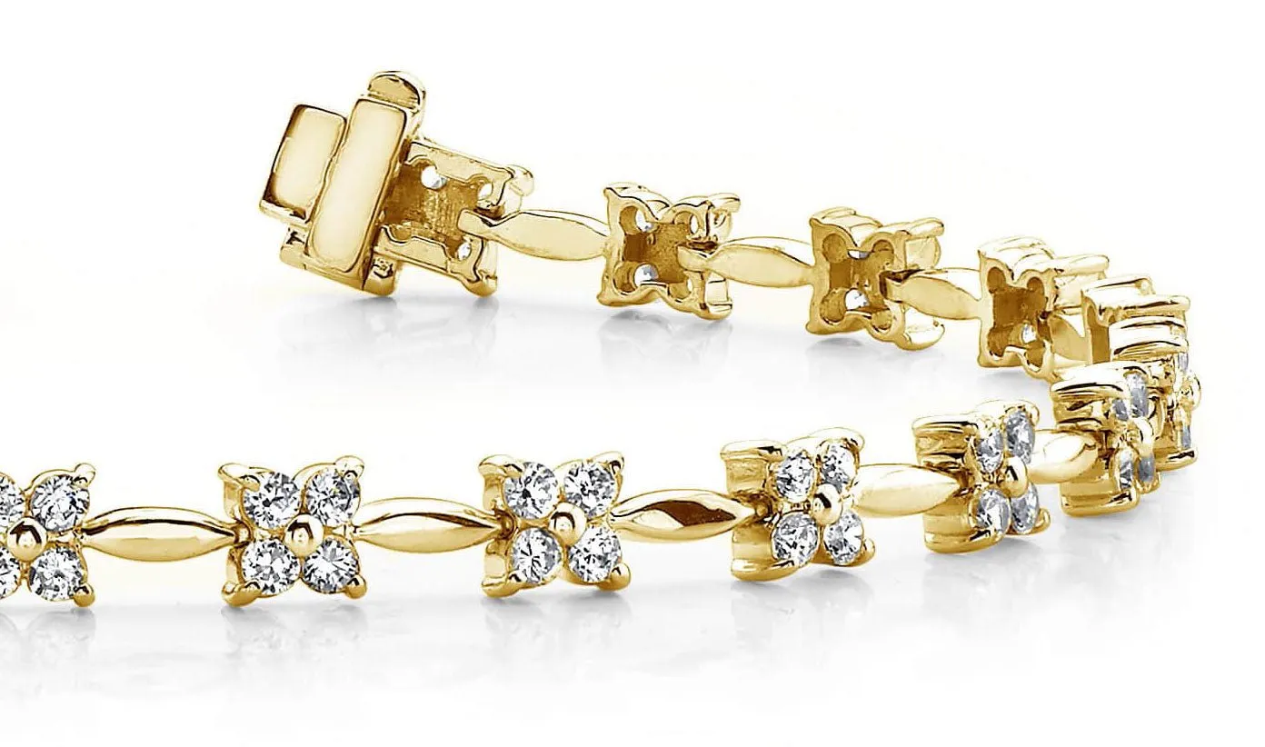 Flower Link Lab-Grown Diamond Bracelet with 1.94 ct.(finished) 1.7mm
