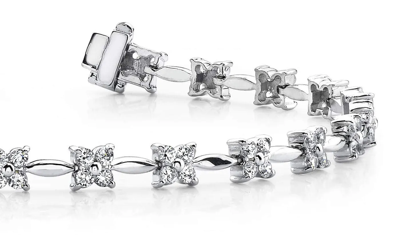 Flower Link Lab-Grown Diamond Bracelet with 1.94 ct.(finished) 1.7mm