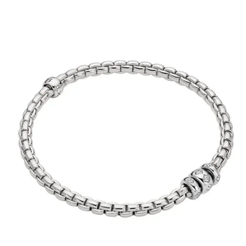 FOPE Rhombus Set Pave Diamond Trio Rondel Bracelet (73301B)